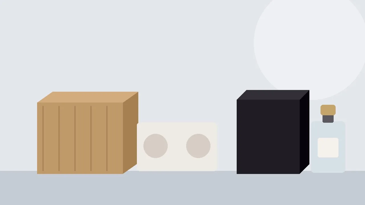 Perfume shipping layers with bottle, carton, insert and outer box