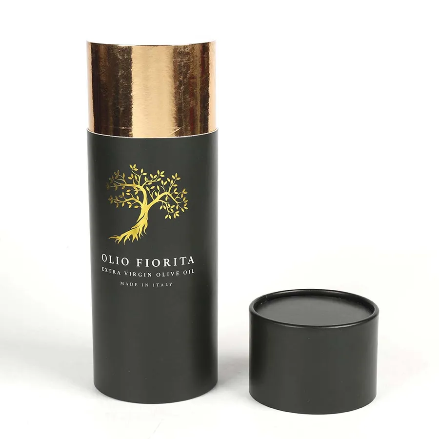 Cylinder Perfume Boxes printed to a custom specification, front view