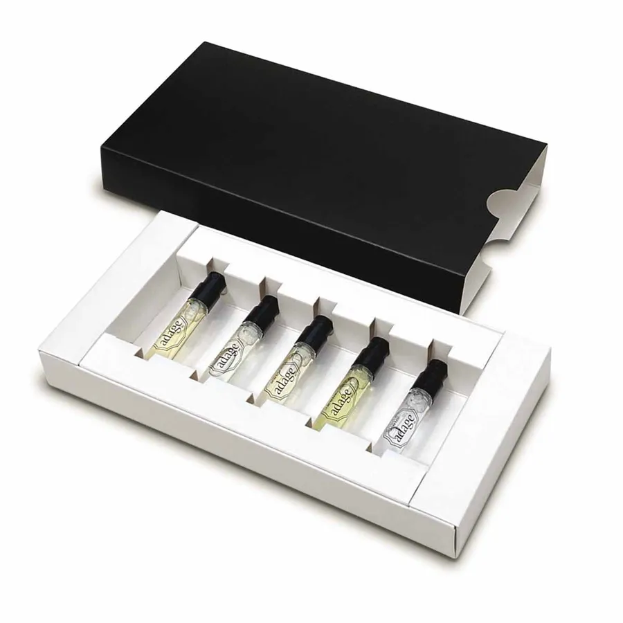 Perfume Discovery Boxes printed to a custom specification, front view